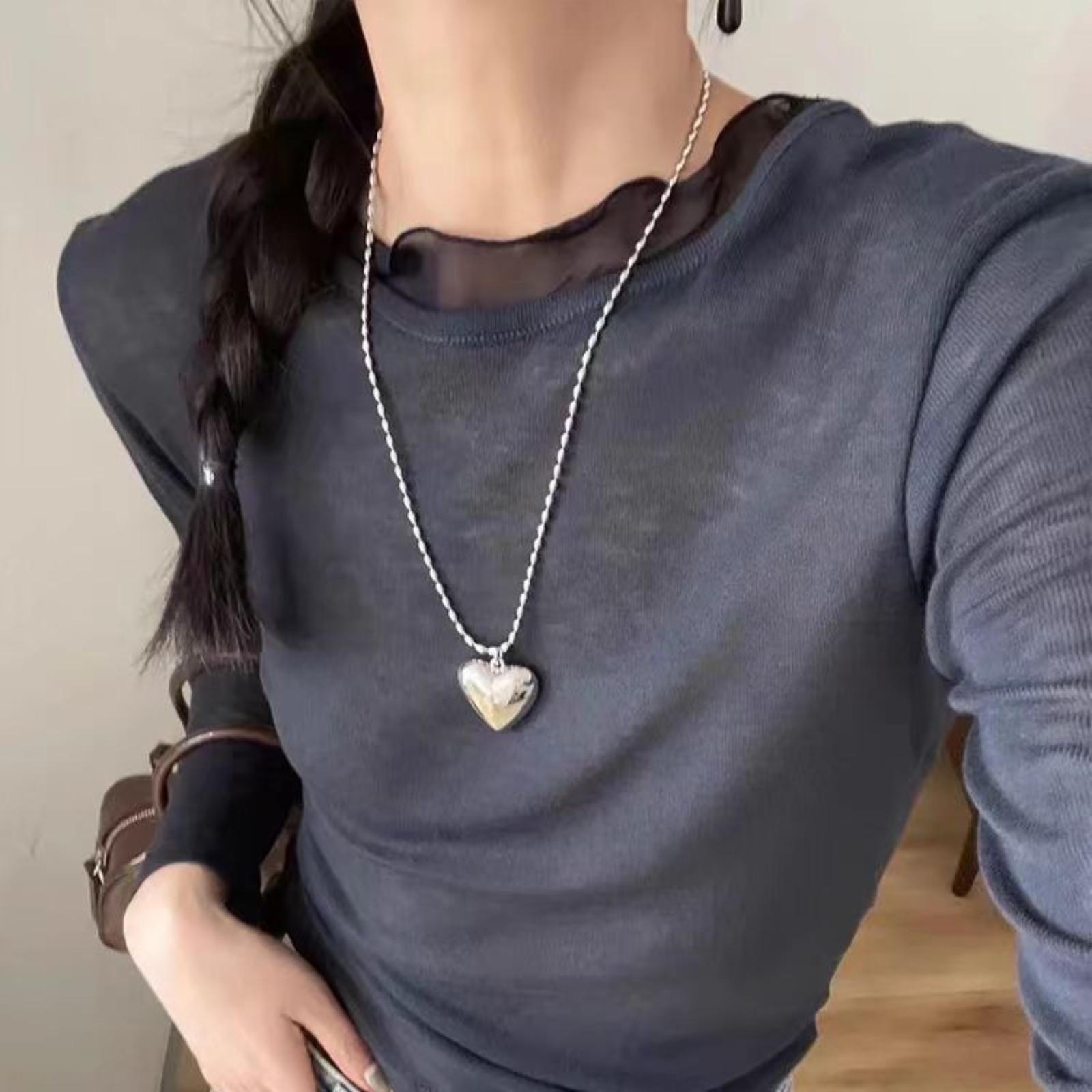 Clavicle Chain Fashion Necklace Heart Accessories Necklace One Size
