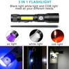 Super Bright 7 Lighting Modes Rechargeable Flashlight High Power UV Light Red/White Light Zoomable Torch Waterproof Flashlights