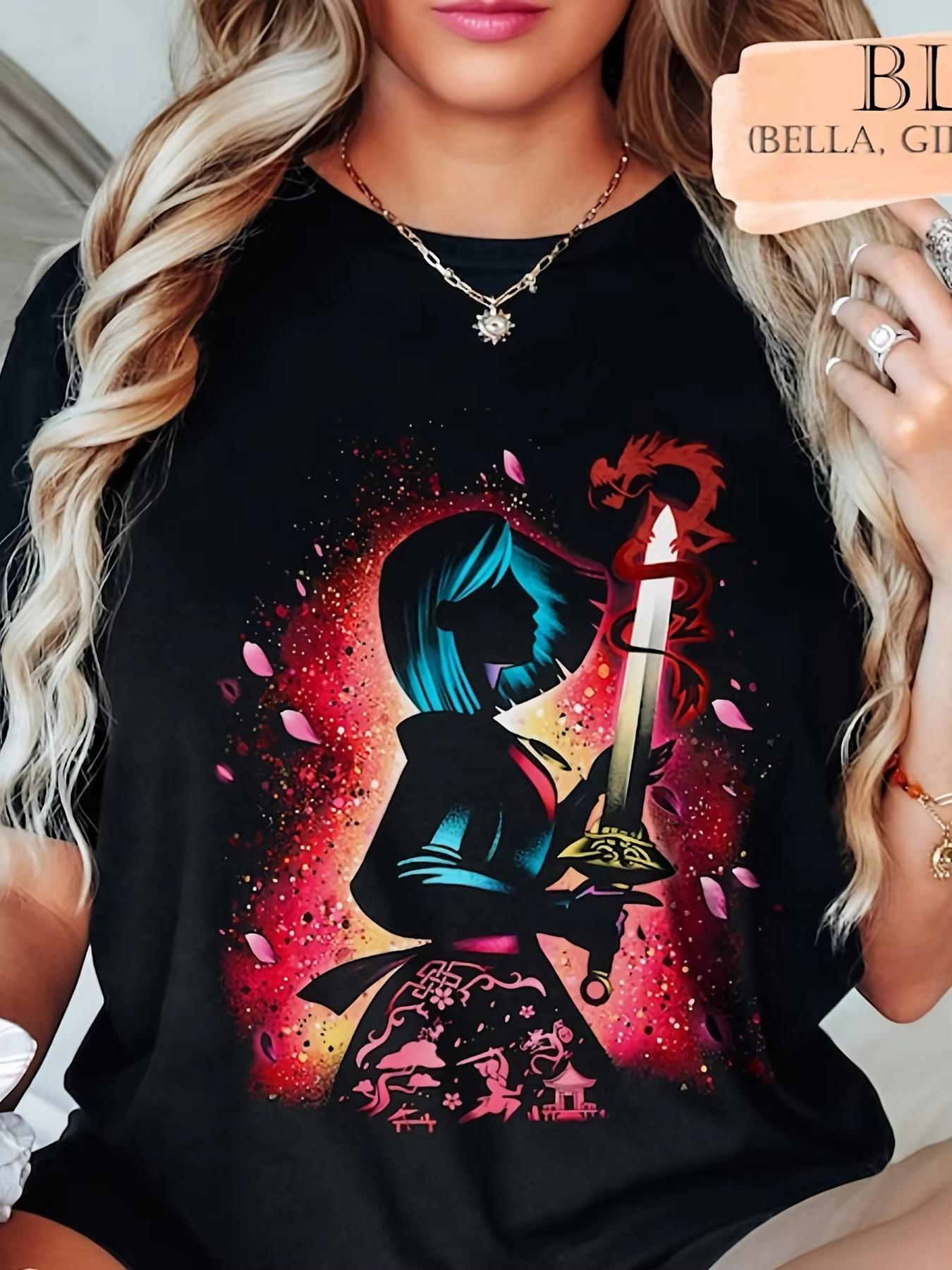 

Princess Mulan portrait shirt pattern Unisexs and Womens Tshirt Blade special short sleeved summer casual S