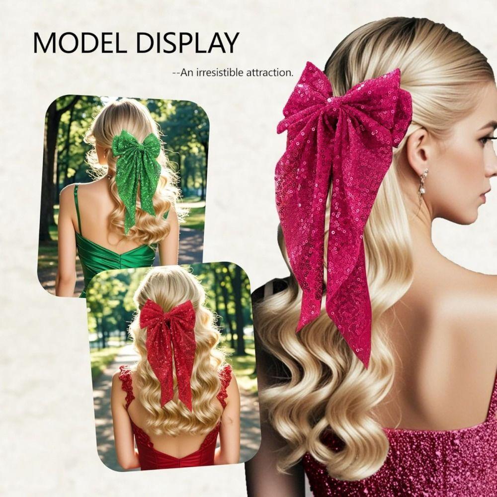 Big Bows Sequin Bow Hair Clip Handmade Bowknot Hair Accessories Party Accessories