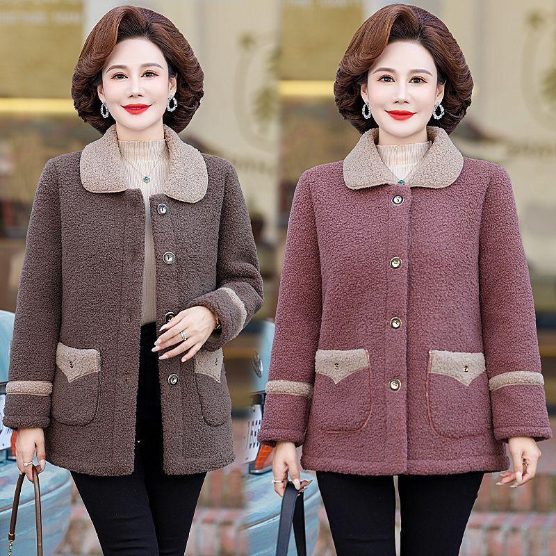 Płaszcz z polaru jagnięcego damski jednolity kolor gruby pluszowy płaszcz ciepły płaszcz z polaru bawełnianego z cząsteczkami zimowy