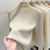 Semi-turtleneck Bottoming Shirt Women's Autumn and Winter Inner Twist Pearl Unique Chic Top Sweater Knitted Sweater Long Sleeve
