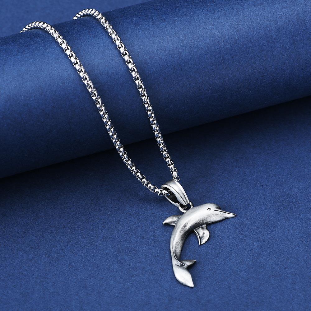 Dolphin Pendant Stainless Steel Animal Necklace Men's Hip Hop Necklace Sweater Chain Jewelry
