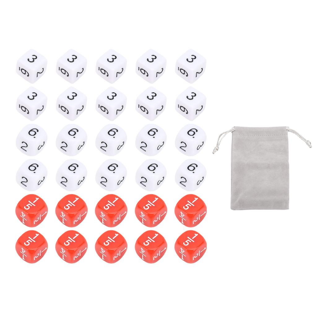 30 Stück Würfelset Weiß Rote Farbe 6-seitige Standardwürfel Pädagogische 16mm Kunststoffwürfel für für Brett