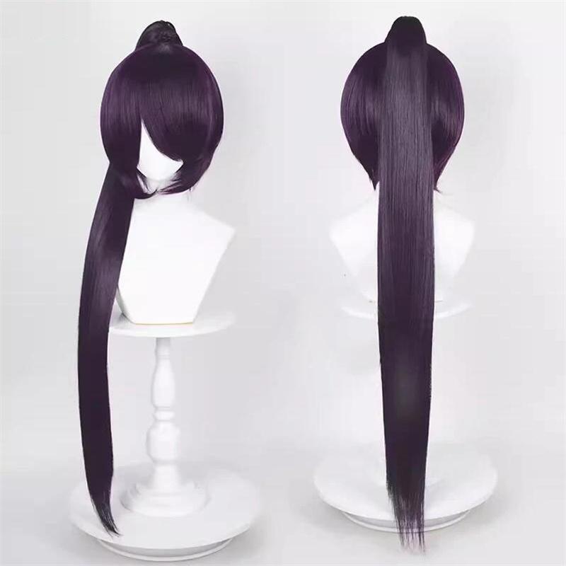 Peruca de cosplay de rabo de cavalo reto de 90 cm, peruca curta de anime, peruca universal multicolorida, resistente ao calor, cabelo sintético + touca