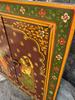 Retro Antique Wooden Window Panel Hand Painted Indian Religious Radha Krishna Frame