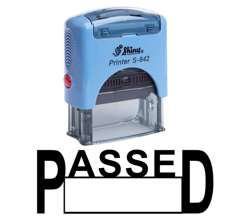PASSED Self Inking Rubber Stamp Office Stationary Custom Shiny Stamp
