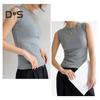 Women's Tank Top Sleeveless Cotton High Neck Crop Top Ribbed Slim Fit Basic Shirt Spring Summer Casual Outfit