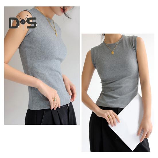 Women's Tank Top Sleeveless Cotton High Neck Crop Top Ribbed Slim Fit Basic Shirt Spring Summer Casual Outfit