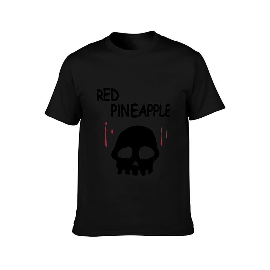 RED PINEAPPLE T-Shirt Oversized Graphic Tee Anime Clothes Tops Plain T Shirts Men