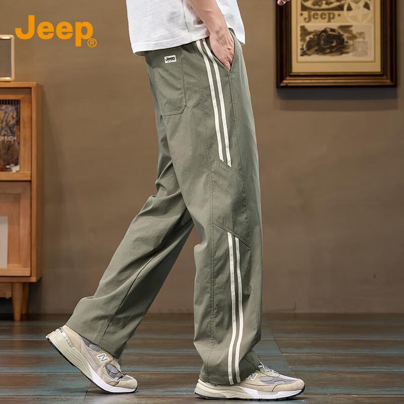 

JEEP Men s Ice Silk Loose Straight Striped Casual Pants 3XL