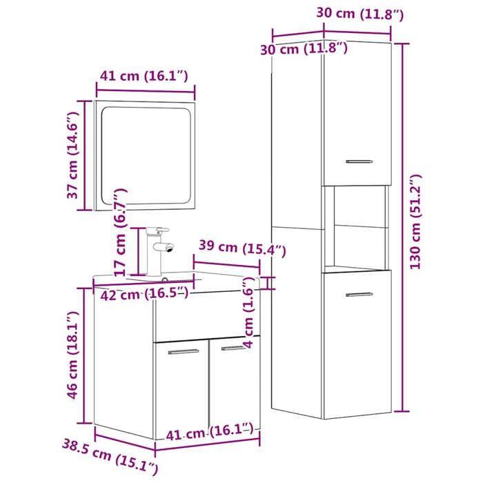 VidaXL Ensemble de meubles de salle de bain 4 pcs gris béton 3324898