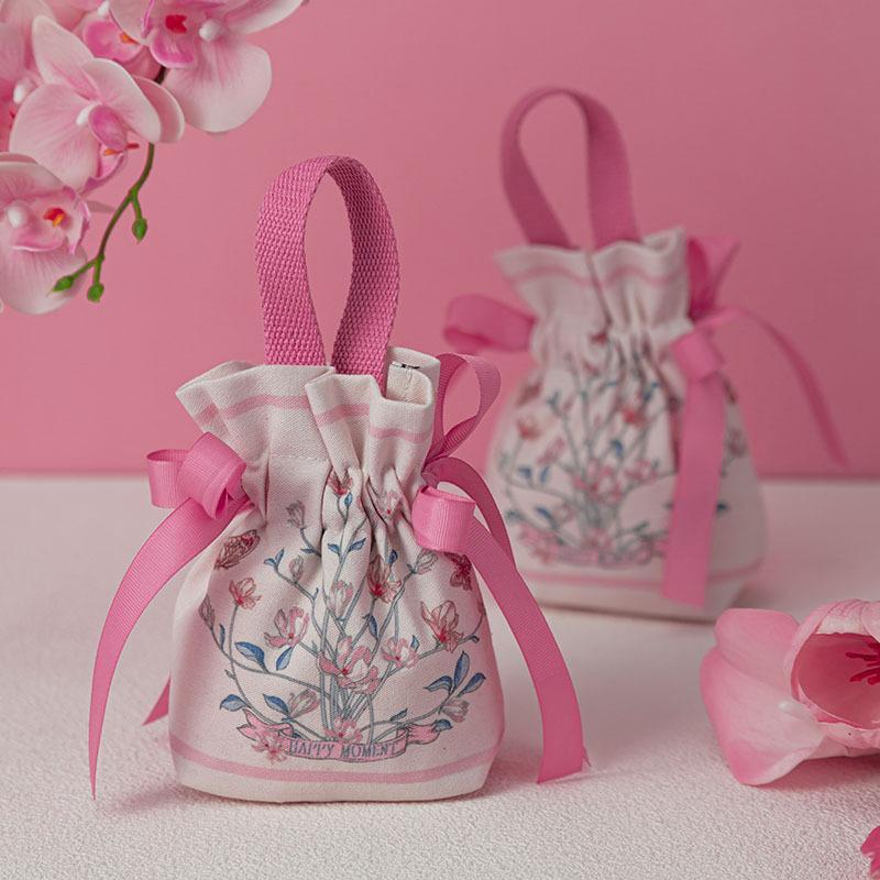 Retro Floral Pattern Drawstring Candy Bags Portable Reusable Wedding Party Favor Packaging Pouches
