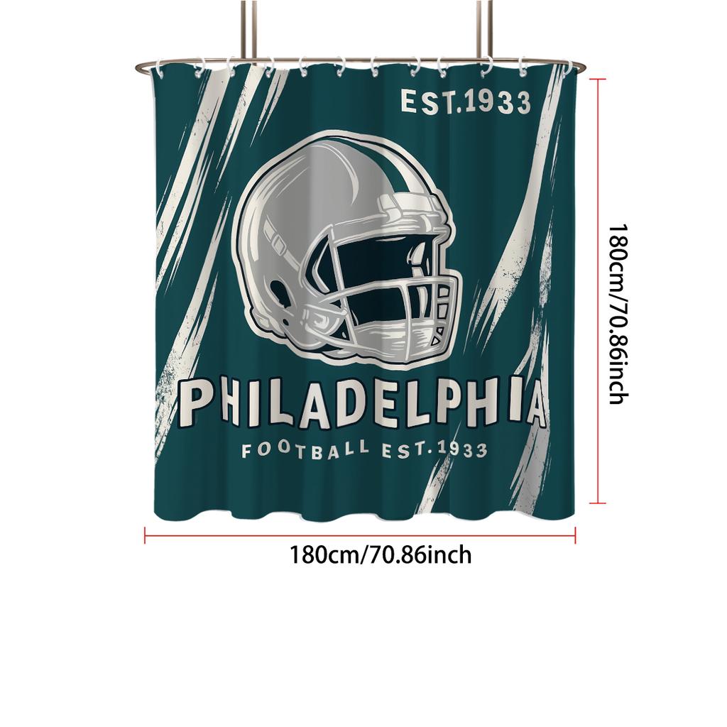1Pc Baseball Sport Print Waterproof Shower Curtain Shower Partition Privacy Hanging Curtain With 12 Hooks Multiple Sizes