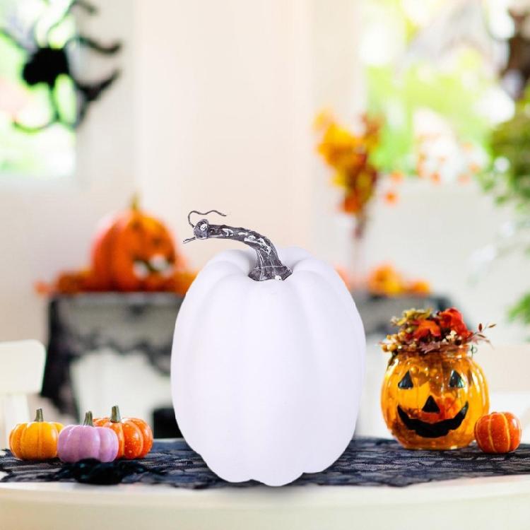 Realistic White Pumpkin for Thanksgiving Decoration, Basket Display, Artificial Pumpkins Fake Pumpkins