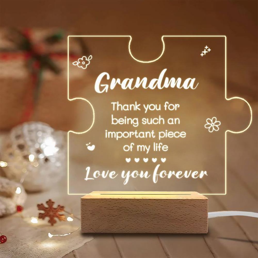 

1PC Acrylic Luminous Ornament Photography Accessories, USB Base, Grandma Gift, Puzzle Board Figurines Plastic чистый