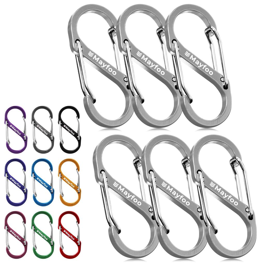 Carabiner Small Stylish Keychain S-shaped Stainless Steel Load Capacity 30kg