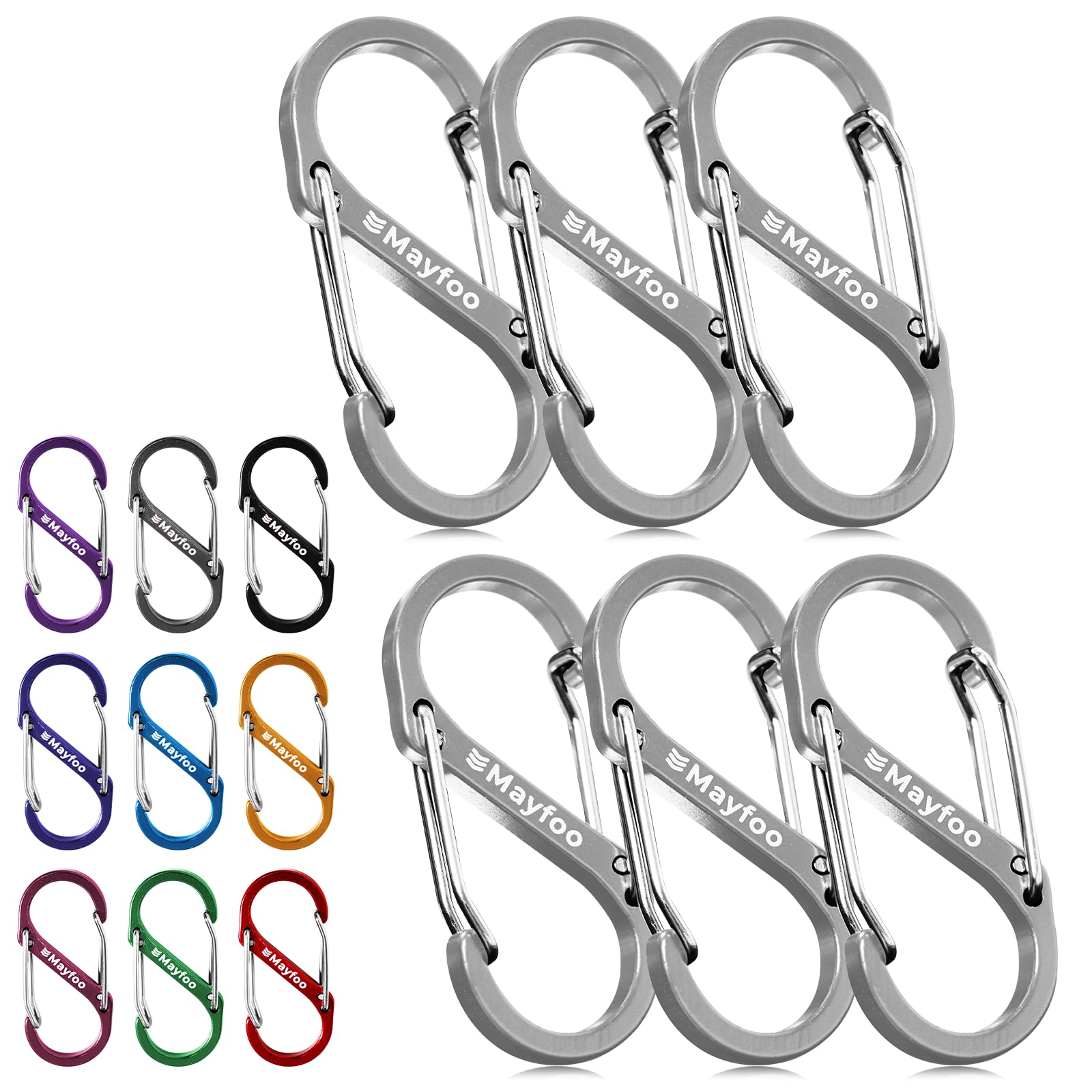 Carabiner Small Stylish Keychain S-shaped Stainless Steel Load Capacity 30kg
