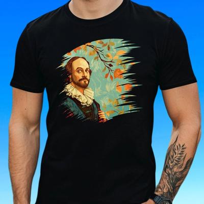 Men's T-Shirt Shakespeare Motif Cotton Size S To 5XL