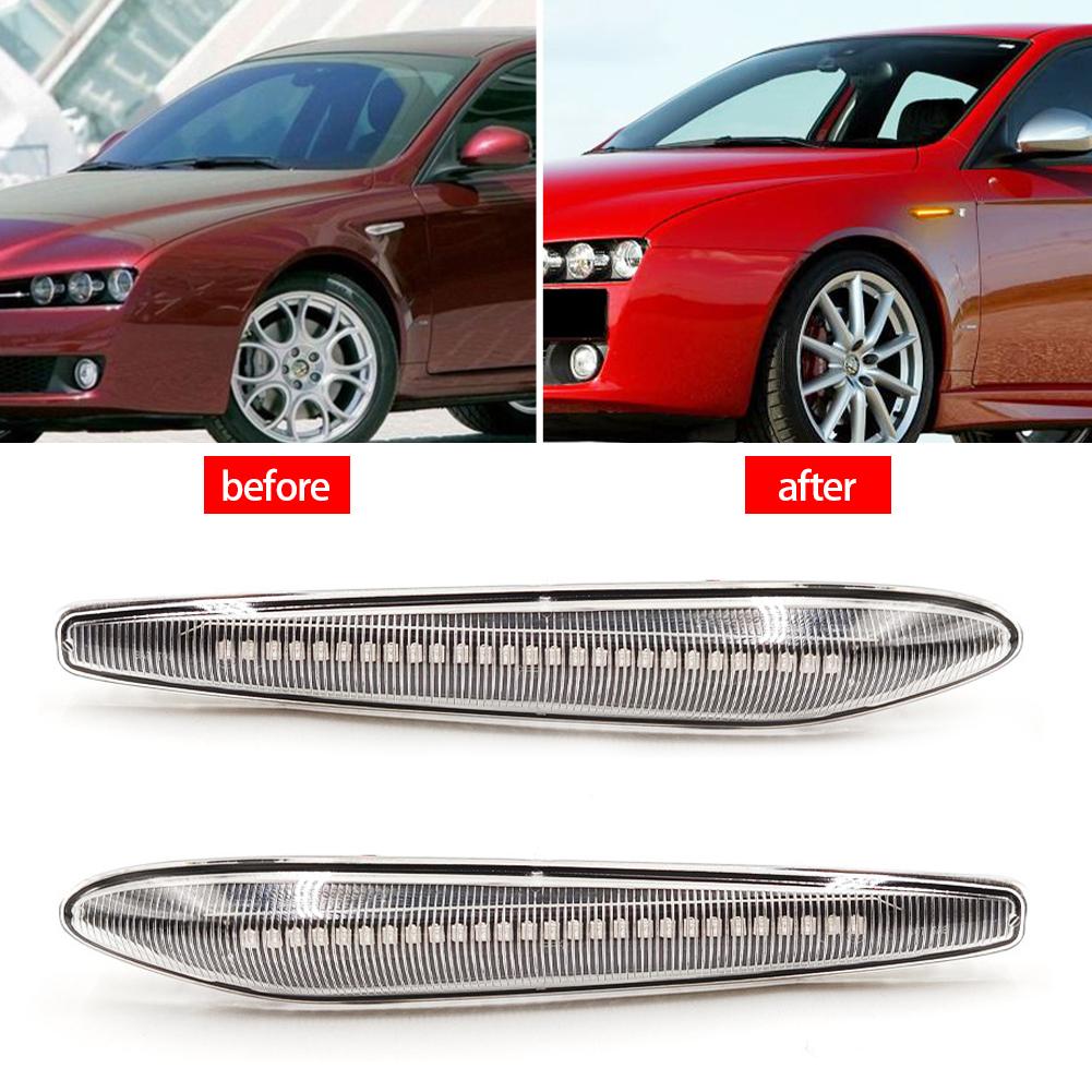 2Pcs LED Car Blinker Light Car Dynamic Side Marker Turn Signal Lamp For 159 typ 939 2005-2012 Brera typ 939 2005-2012