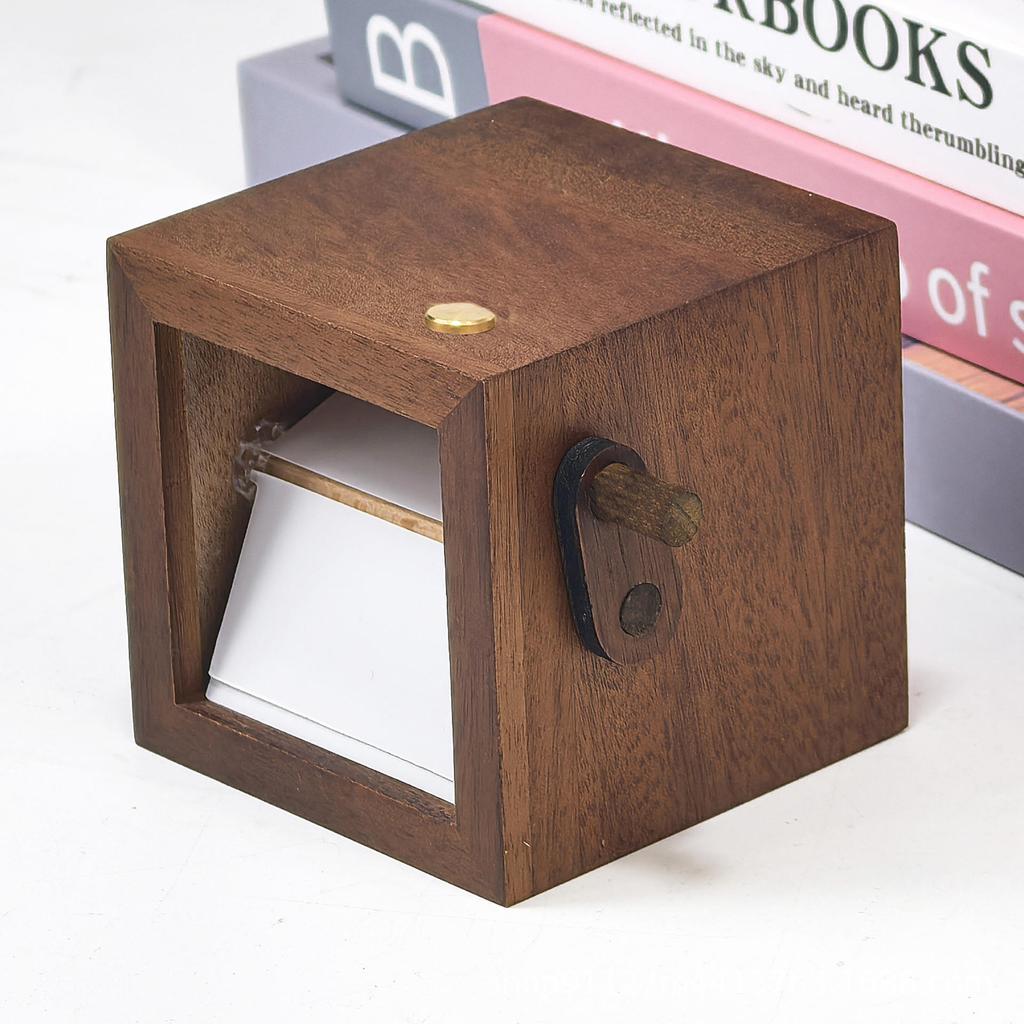 Custom Hand-Crank Animation LED Light Solid Wood Flip Photo Box Unique Memorial Gift for Couples Mother's Day Modern Home Decor