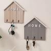 Wall Mount Key Holder Wooden House Shaped Keychain Organizer with 3 Hooks Rustic Key Rack for Entryway Bathroom Hallway Kitchen