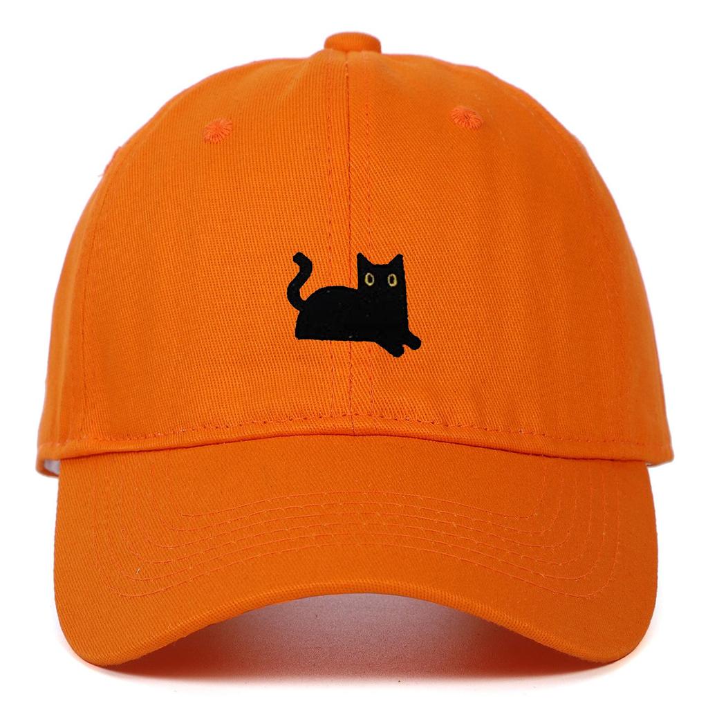 Black Cat Embroidery Soft Brim Baseball Cap - Unisex Summer Sun Hat, Outdoor Hip Hop Style