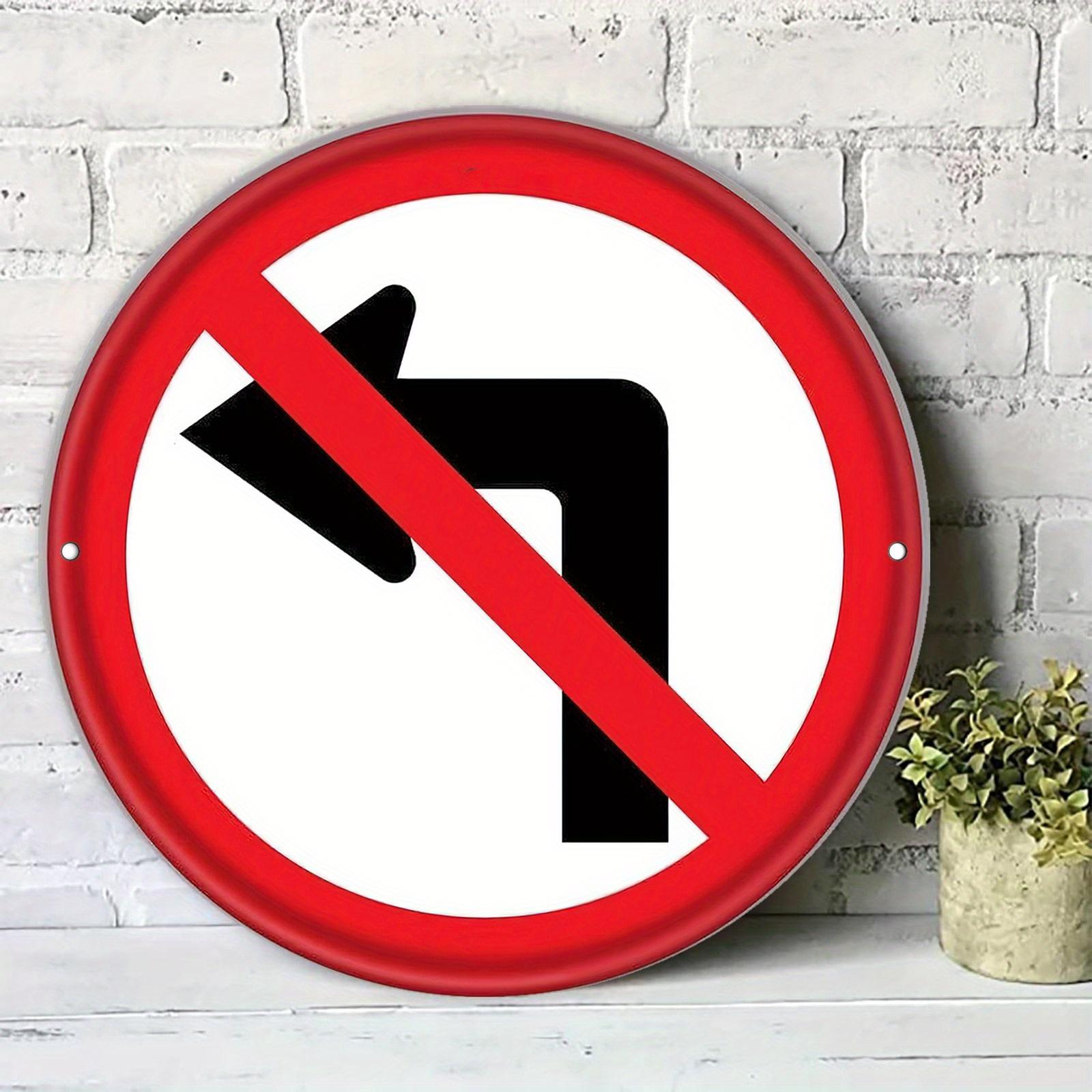 Mytown Metal Sign Round Aluminum Wall Art D Flat No Left Turn Decor for Bedroom Living Room Bar Outdoor cm 20x20cm(8x8inch)