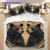 Black Bear Pattern Bedding Quilt Set Quilt Cover Pillowcase Home Decoration Birthday Gift (1 * duvet cover + 2 * pillowcase, without core)