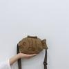 Cute Canvas Messenger Bag Korean Style Embroidery Creative Cartoon Ugly Fish Shape Shoulder Bag For Women Purse Messenger Bags