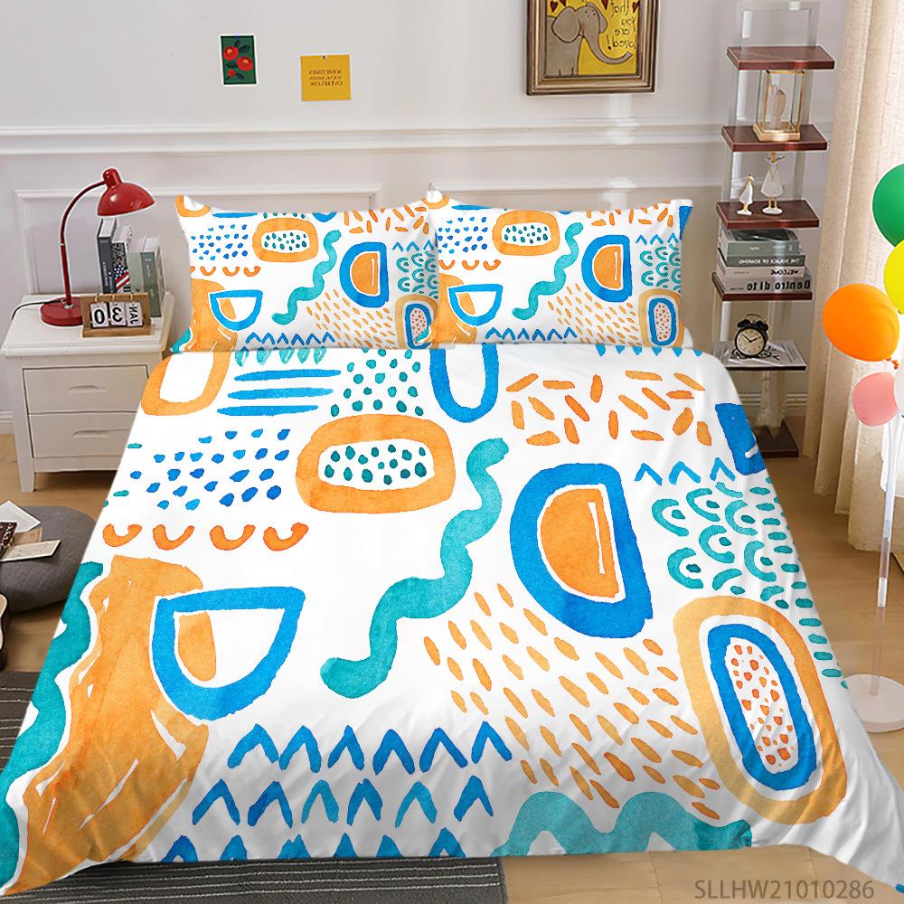 Abstract Geometric Pattern Digital Printing Quilt Cover Pillowcase Two Three Piece Set Polyester