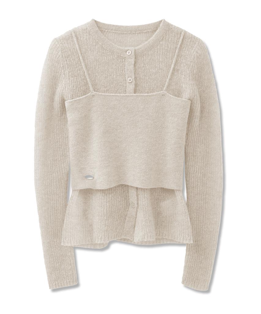 VIVACIOUS Bustier Layered Set Knit Cardigan_5 Colors