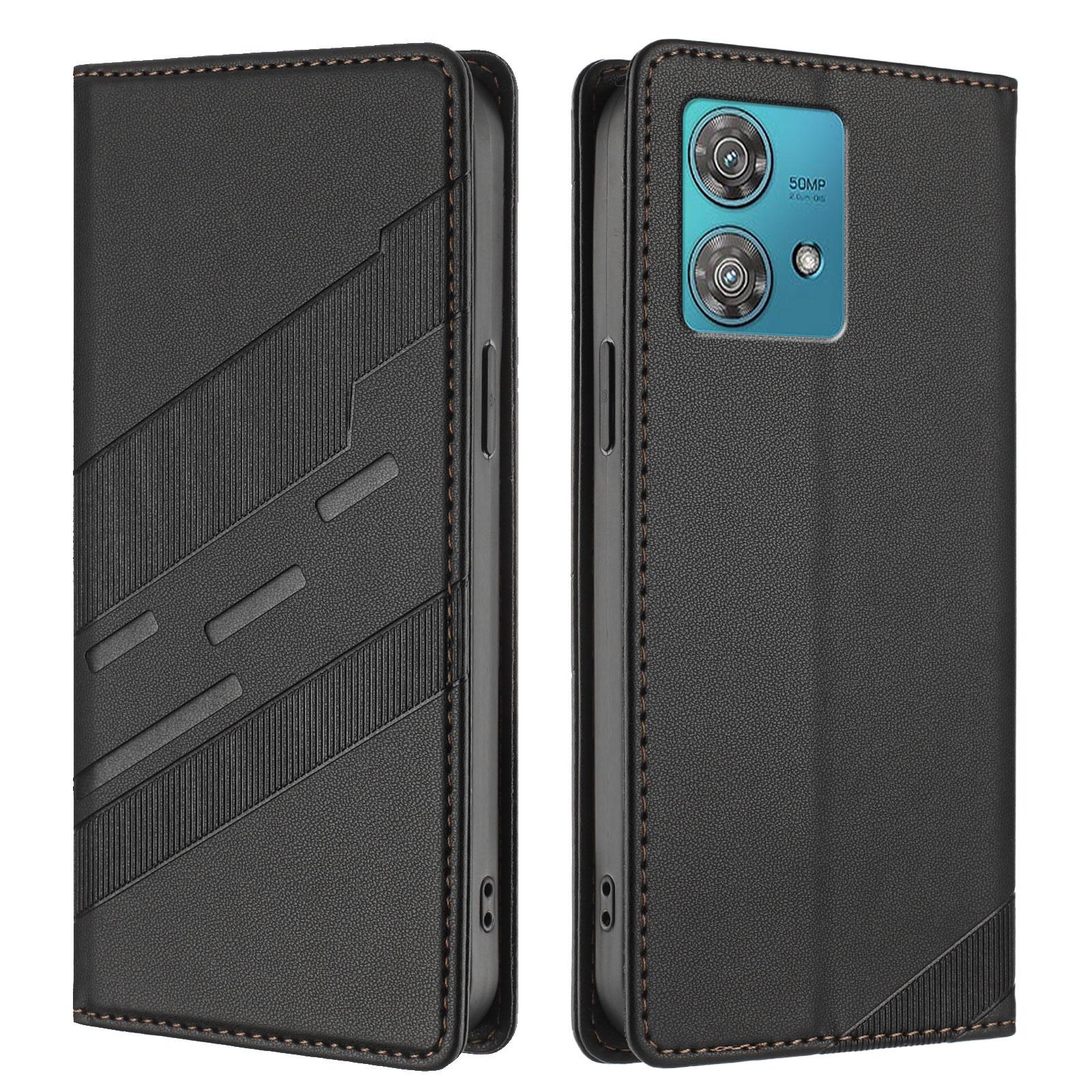 

Для Motorola Edge 40 Neo 5G Чохли для телефонів Панк-стиль Тиснений Гаманець Підставка Шкіряна обкладинка Black