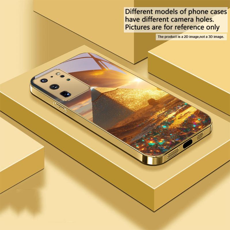 

Golden Temple pattern For Samsung Galaxy S26 S20 FE S21 S22 S23Plus S24 Ultra 25Ultra S21+ S9 S22 S8 S23 Golden glass phone case Galaxy S26