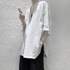 Men T-shirt Solid Color Simple Casual Young Style Friendly to Skin Round Neck Loose Split Hem Half Sleeves Summer Tops Men Clothes