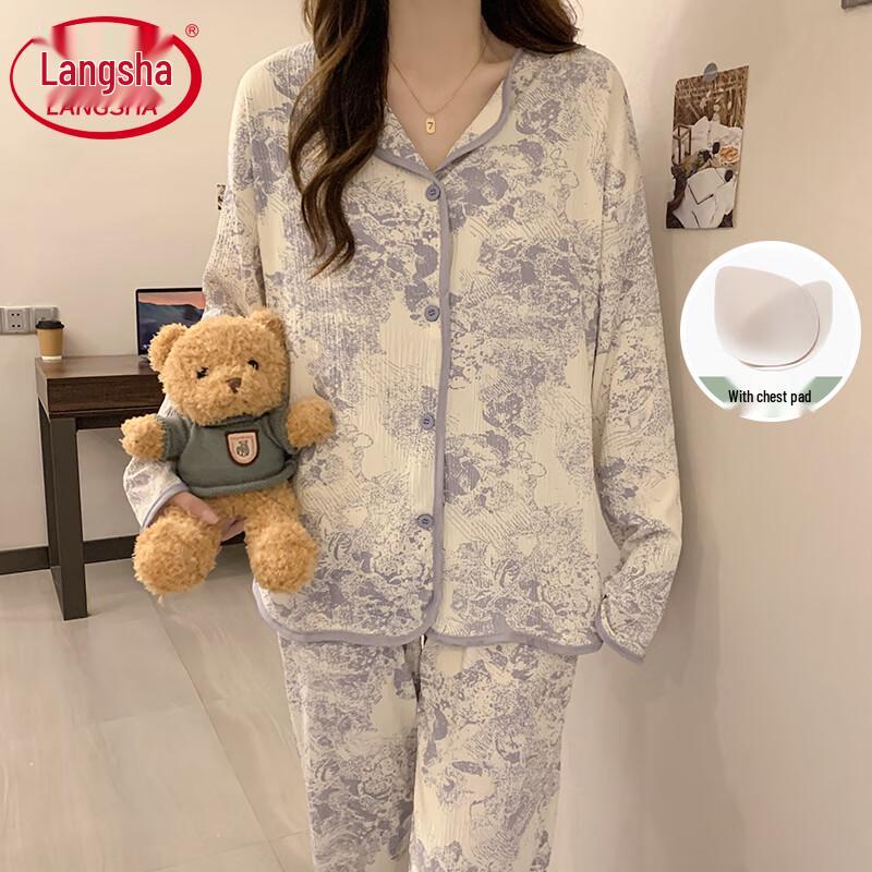 Lonsa Women s Long Sleeve Loungewear Set with Built-in Bra XL