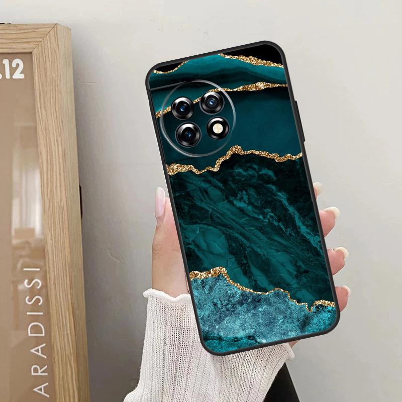 Niebieskozielony Złoty Agatowy Marmurkowy Pokrowiec Dla OnePlus 11 12 9 10 Pro 9R 10R 10T 12R OnePlus Nord N30 N20 N10 CE 4 2 3 Lite