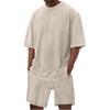 Men's Summer Casual 2-Piece Outfit Round Men's Neck Short Sleeve Tee Shorts Set