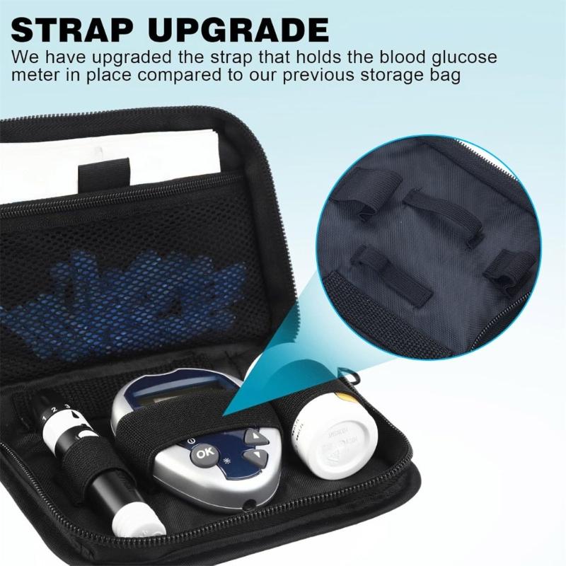 Prerequisites Glucose Test Set Travel Case With Protective Dividers Waterproof Fabric For Diabetic Management Essentials