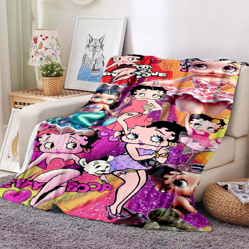 2026 New Model Cartoon B-Bettyy-Boopp Blanket Flannel Sofa Bed Warm Plush Office Comfortable Portable Gift Picnic Blanket