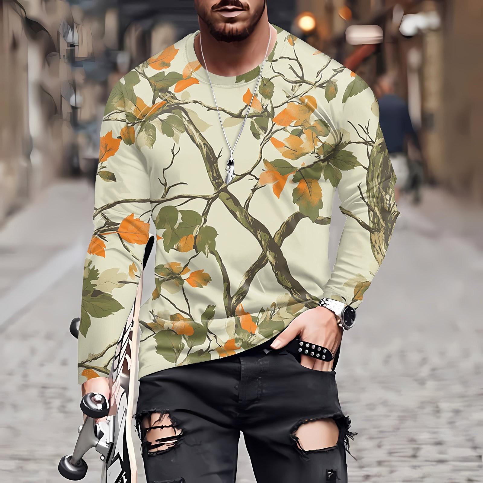 

Муж. Футболка Круглый вырез Одежда Одежда На открытом воздухе Длинный рукав С принтом Модельер Винтаж XXXL бежевый