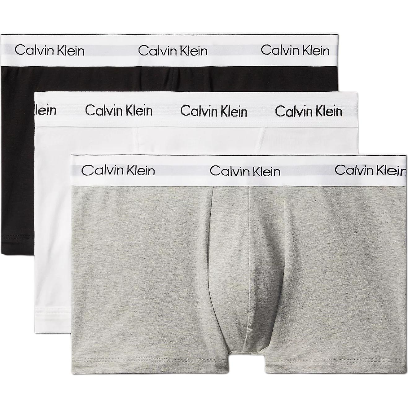 CALVIN KLEIN Tailored Fit Casual Comfort No-Ride-Up Logo Waistband Mid-Rise Trunks Euro Fit Men 3-Pack LV00NB4286-MP1 S