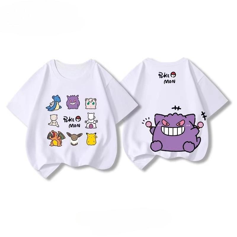 Potdemiel Summer New Pikachu Print Children's Cotton T-Shirt, Boys and Girls, Comfortable and Breathable Children's T-Shirt