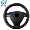 DERMAY Schwarzer Auto-Lenkradbezug mit süßer Blume für Frauen Mädchen Größe M Passend für 14-15" Lenkrad 95% Autos O- und D-Form