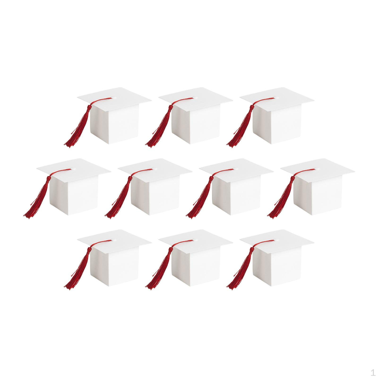 

10 Pieces Graduation Gift Boxes Candy Bachelor Cap Treat Box Chocolate Sweet Empty білий