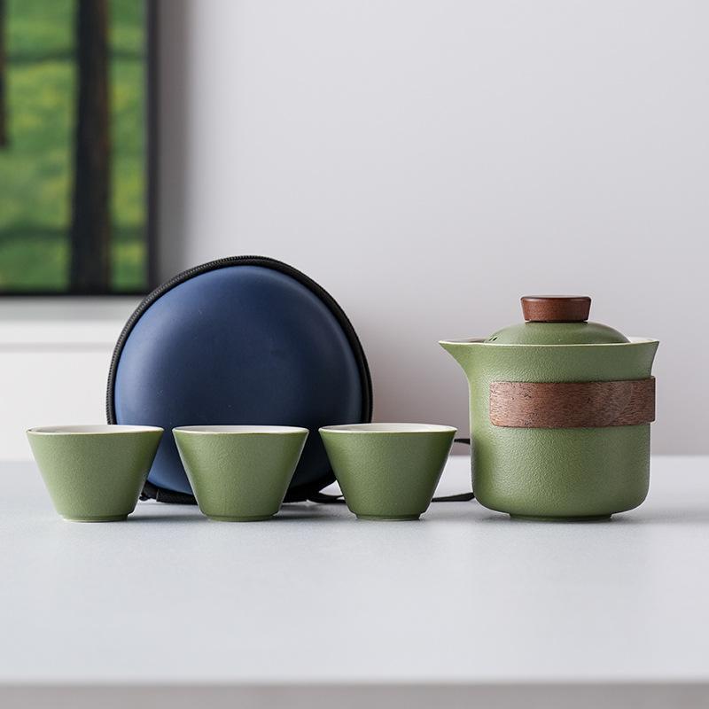 Light Luxury Hand-painted One Pot Three Cups High-end Travel Tea Set Portable Set Teapot Teacup Business Commemorative Gift