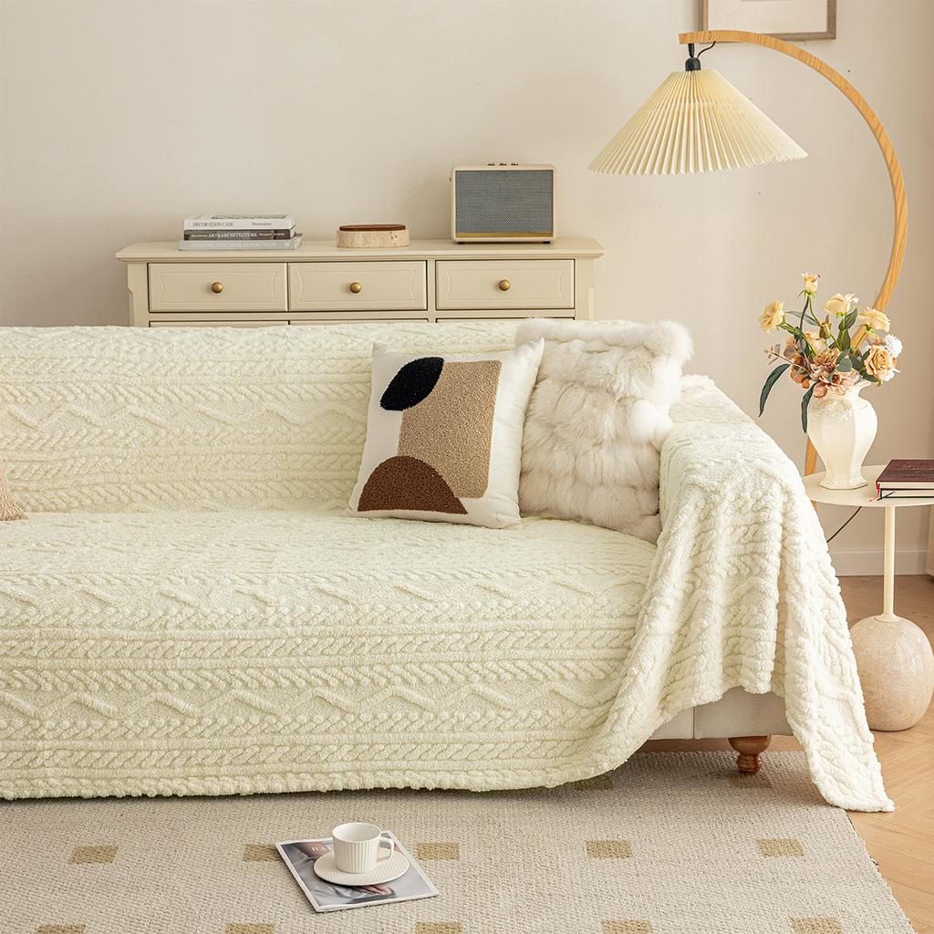 מגבת ספה חדשה דו-צדדית מכותנה קטיפתית נוחה, כיסוי ספה מלא יוקרתי קל, כיסוי ספה קטיפתי עמיד לשריטות חתולים לסתיו וחורף