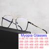 Men Square Metal Large Frame Myopia Glasses Spring Leg Business Near Sight Eyewear Blue Light Blocking Eye Protection