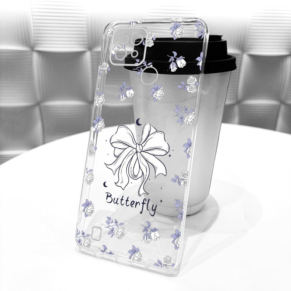 Clear Cover For Realme C21 Case RMX3201 Cute Cat Fashion Butterfly Funny Painted Phone Casing For Real me C21