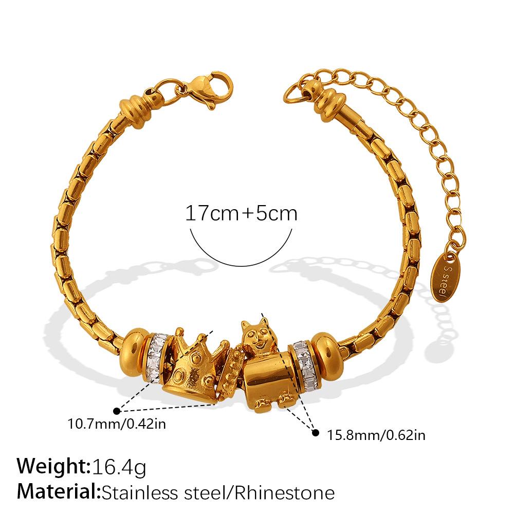 European and American gold adjustable bracelet with diamond decorative beads, exquisite retro style daily versatile jewelry